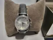 BULOVA SILVER WOMENS WATCH WITH LEATHER BAND NEW WITH TAGS AND BOX