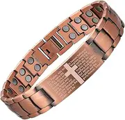 [MagEnergy] Copper Cross Bracelet for Men – Ultra Strength Magnetic Copper Mens Cross Bracelets with Ring – Adjustable Bracelet with Sizing Tool Jewelry Gift