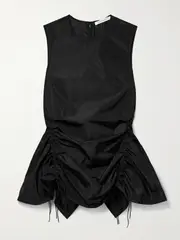 [Cecilie Bahnsen] Cecilie Bahnsen - Unika Ruched Taffeta Top - Black - UK 16 UK 16 Black