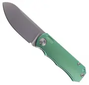 Two Sun Folding Knife Green Titanium Handle D2 Plain Edge TS349-TI-D2-GRN