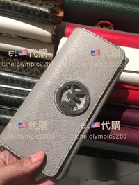 在飛比找Yahoo!奇摩拍賣優惠-EL~ MK 35T3SFTE1L 灰 真皮 MK LOGO