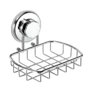 Stainless Steel Suction Cup Soap Dish Shower Soap Holder with Hooks for Bathroom