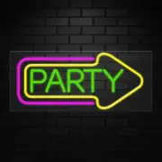 Party Sign for Window/Wall Displays | LED Flex Neon | 32"W x 13"H x 1"D