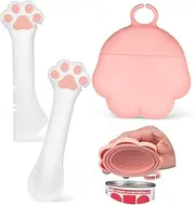 Ipetboom Pet Food Can Cover Lid, 1 Set Silicone Can Covers Pet Food Can Spoon Pet Can Opener Pet Can Food Feeding Tool