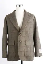 NWT Double RL Harris Tweed Wool Blazer Coat SZ XXL Plaid Brown