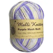 Malli Knitting 100g Acrylic Yarn - Purple Mash Multi