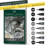 Faber-Castell Pitt Artist Pens - 8 Black & Grey India Ink, Waterproof, Archival
