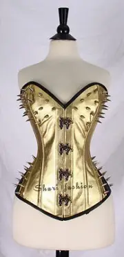 Beautifull Body-Shaper High Quality GOLD and Black Real Leather OVER BUST Corset