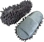 HILABEE Lazy Mop Slippers, Practical Men Women Washable Toe Microfiber Cleaning Mop for Bathroom and Dusting Floor Polishing, Gray