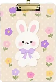 Cute Cartoon White Rabbit Folder clipboard Transparent for Classroom Supplies for Teachers high School Tablas para escribir Size 9 x 12