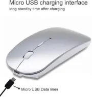 SILVER Bluetooth 2.4GHz dual mode Mouse Wireless Slim Rechargeable PC Laptop USA