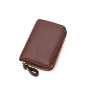 Women Zip Leather Wallet Card Holder Short Wallet RFID Blocking Coin Purse Pouch - Coffee