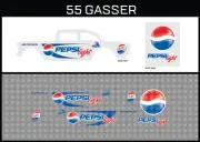 Hot Wheels (1/64), 55 Gasser "Pepsi Light" Waterslide,Printed White First,Decals