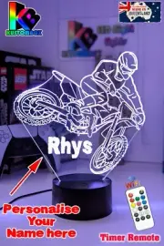 DIRT BIKE MOTOCROSS PERSONALISED 3D LED Night Light 7 Colour Change Room Lamp