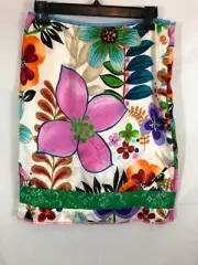 Custo Barcelona NWT Womens Size 2 Multi-Color Floral Silk Pull-On A-Line Skirt