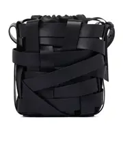 Jil Sander Interwoven-Design Drawstring Bucket Bag One size Black