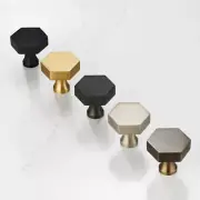 Brass Gold, Black, Antique Gold, Grey And Silver Hexagonal Cupboard Door Knobs