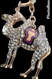 Rhinestone Encrusted Camel Keychain, Goldtone