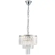 Glitz Crystal Chandelier Fiorentino Karina Lighting 3 Tier Chrome 4 Lights Pendants