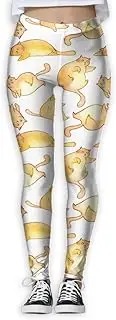 [XMKWI] Yellow Lazy Cats Women Power Flex Gym Yoga Pants Workout Tights Leggings Trouser