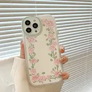 Juuui Case for iPhone 13 Mini - Elegant Pink Rose Floral Design, Soft Silicone Shockproof Cover, Delicate and Feminine Style, Durable TPU Material, Full Body Protection for Women and Teens