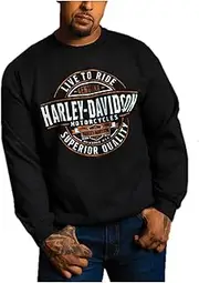 [HARLEY-DAVIDSON] Men's All In Crew-Neck Pullover Fleece Sweatshirt - Black