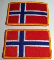 2 NORWAY Flag Patch W/ VELCRO® Brand Fastener Biker Tactical Military Emblem #5
