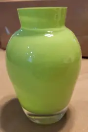 CTC Handcrafted green glass vase 5 inches tall. 2 opaque green vases available.