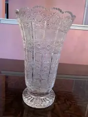 Gorgeous Czech Bohemian Hand Cut Crystal Glass Vase - Brand New!
