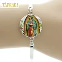 在飛比找蝦皮購物優惠-Tafree 品牌瓜達盧佩聖母手鍊聖母瑪利亞宗教天主教玻璃圓