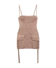 Tooling pocket canvas mini dress IT48 Nude