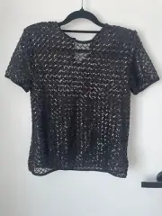 Womens Decjuba size xs, black sequin top, BNWT