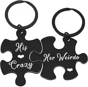 [YALLNASL] Couple Puzzle Keychain for Husband Wife His Crazy Her Weido Keyring for Boyfriend Girlfriend Matching Keychains for Couples Anniversary Christmas Presents for Him and Her