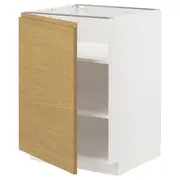 METOD base cabinet with shelves, white/Voxtorp oak effect, 60x60x80 cm