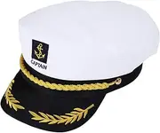 White Captain's Hat Adult Yacht Military Hats Boat Skipper Ship Sailor Captain Costume Hat adjustable Cap Navy Marine (Yacht Hat)