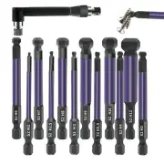 12PCS Hex Head Allen Wrench Drill Bit Set Metric SAE S2 Steel Magnetic Tips 1/4"