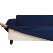 Suede Sofa Cover (Dark Blue) - 3 Seater