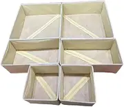 6-Piece Foldable Drawer Organizer Set for Socks, Bras, and Underwear - Non-Woven Fabric Storage Bins for Closet, Drawer, and Dresser Organization - Space-Saving Design