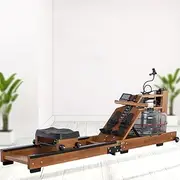 JJoias Water Resistance Rowing Machine for Home Gym Fitness, Classic Wooden Water Rowing Machine with Monitor for Full Body Exercise Cardio Training