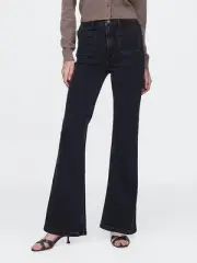 Gap 70s Flare High Rise Stretch Patch Pocket Black Denim NWT Jeans Size 10 R/30