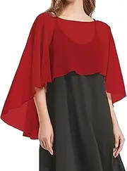[CHICGAL] Womens Capelets Shawls and Wraps for Evening Dress Chiffon Capes Wedding Cover Up