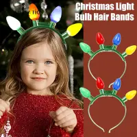 在飛比找蝦皮購物優惠-1 件裝聖誕燈泡頭帶時尚節日 Led 發光頭帶兒童成人聖誕派