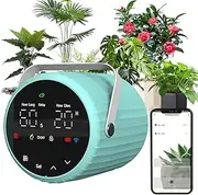 Oimzzr Automatic Watering System Plant Waterer for 5+ Potted Pl APP Voice Assistant Control Programmable Timer DIY Drip Irrigation and Spray System Kit with Display Screen Water Pump Lightblue