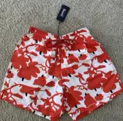 NWT AUTHENTIC VILEBREQUIN Swim Trunks MOOREA - S - ORANGE & WHITE - MEN - SMALL