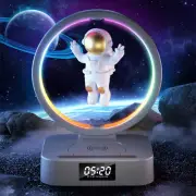 6 In 1 Music Smart Night Light Bluetooth Speaker FM Radio Clock Wireless Charger