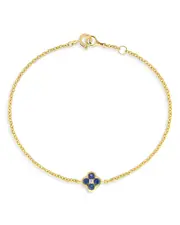 Bloomingdale's Fine Collection Sapphire & Diamond Bezel Clover Adjustable Chain Bracelet in 14K Yellow Gold
