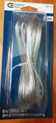 Ready for Wiring - 8 ft. Silver Lamp Cord & Molded Plug Set with Stripped Ends