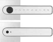 Smart Lock, Tuya Smart Door Lock Fingerprint Locks App Control Biometric Fingerprint Password Household Handle Lock Gateway,for Bedroom Hotel Office Apartment(Standard Silver) FANDIAO