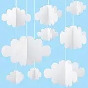 Pletpet 8 Pcs 3D Cloud Decorations, Hanging Clouds for Ceiling Paper Cloud Decorations Artificial Cloud Decor Cloud Ornaments for Ceiling DIY Wedding Party Children Room Classroom