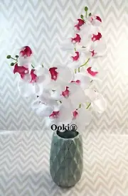 2pc White 33" Orchid Phalaenopsis Artificial 9 Heads Flower Wedding Home Decor